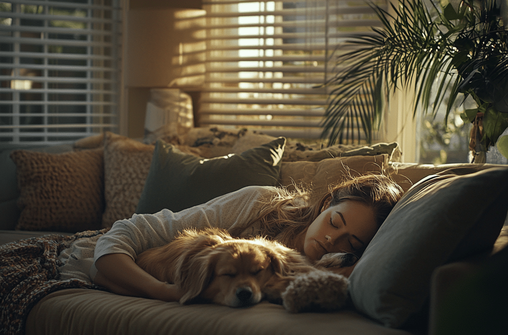 Resting with a Dog on the Sofa