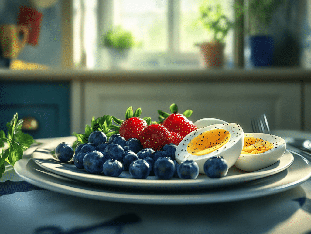 strawberries blueberries eggs